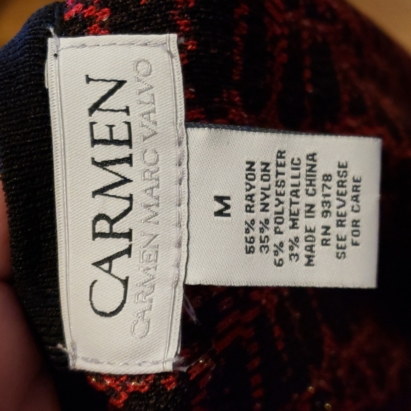 Carmen marc Calvo red black gold zip crop cardigan sweater - Picture 5 of 5